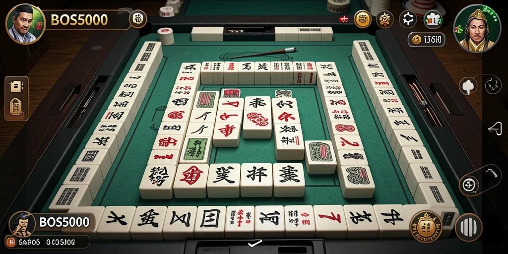 Screenshot BOS5000 menampilkan gameplay Mahjong yang mendebarkan.
