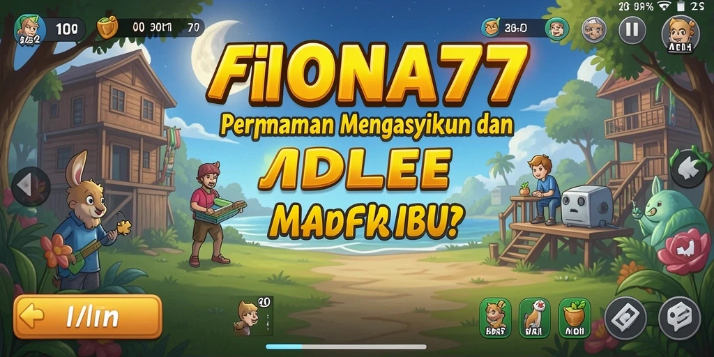 Screenshot FIONA77 menampilkan gameplay yang santai di dunia yang penuh warna.