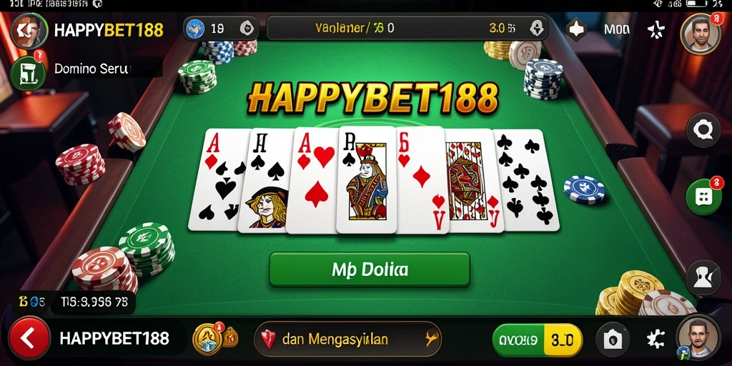Tampilan gameplay Domino di HAPPYBET188 yang seru dan mengasyikkan.