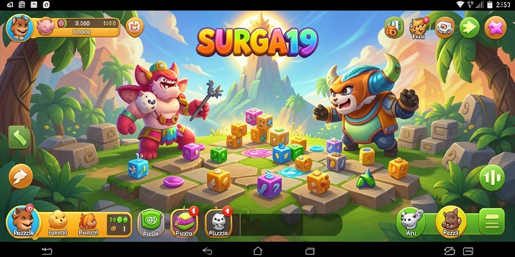 Tampilan gameplay seru SURGA19 dengan berbagai level puzzle menantang.