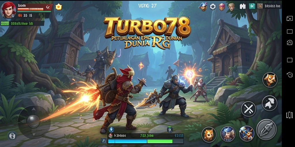 Screenshot gameplay TURBO78 menunjukkan aksi pertempuran seru dalam RPG.